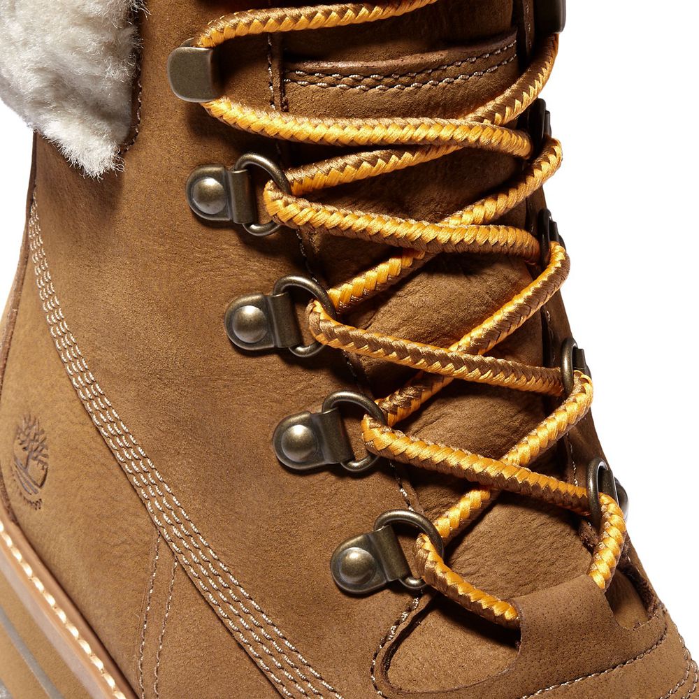 Timberland 6-Inch Μποτακια Γυναικεια Καφε - Courmayer Valley Waterproof Shearling - Greece 2857903-M